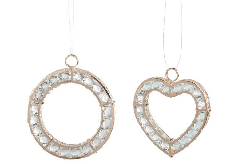 Bag 3 Hang Heart/Circle Gold Assortment Of 2
