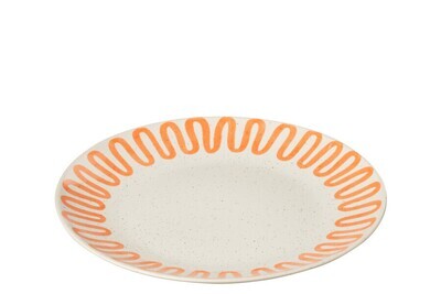 Plate Curve Porcelain Orange Large