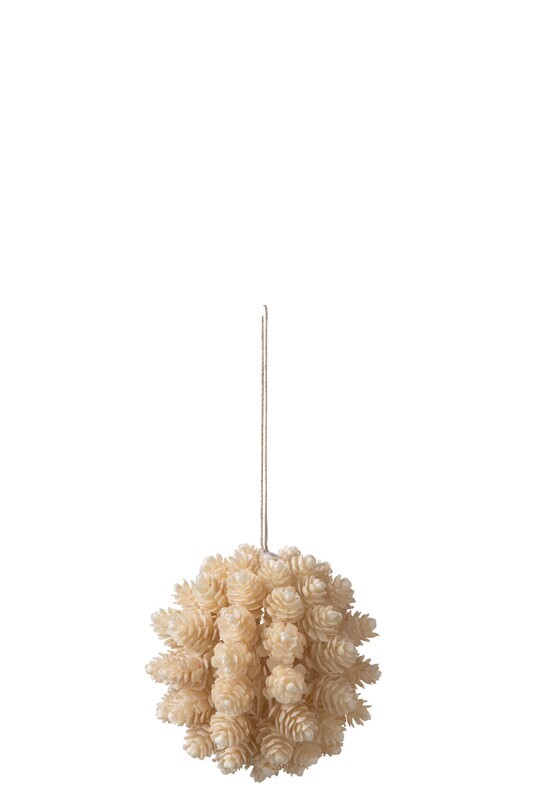 Ball Hang Pinecones Plastic Beige Large