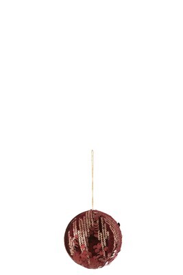 Ball Hanger Sequin Textile Burgundy Small
