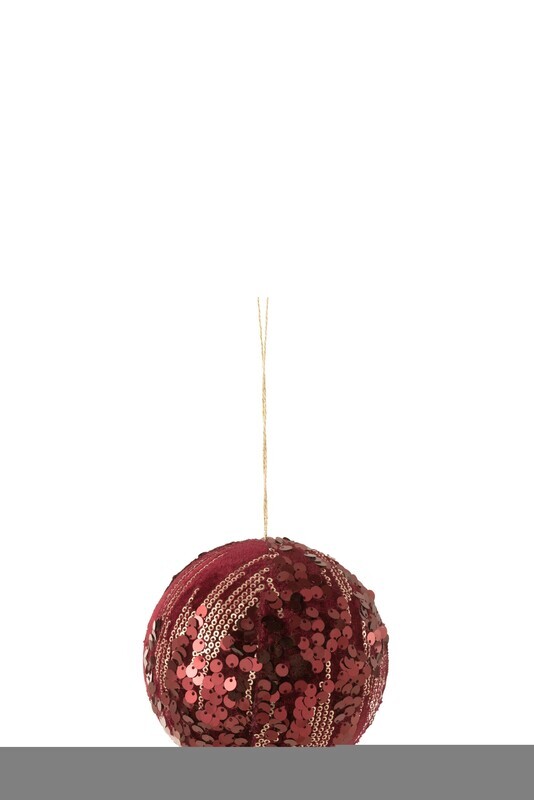 Ball Hanger Sequin Textile Burgundy Large