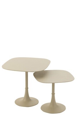 Set Of 2 Tables Square Aluminium Ivory