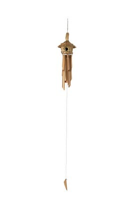 Wind Chime Bird House Bamboo Natural Small