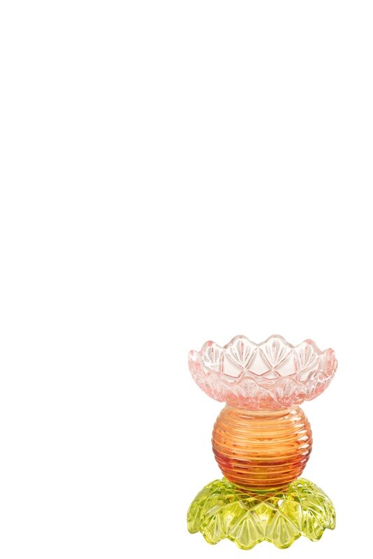 Candlestick Holder Combi Glass Mix Assortment Of 2