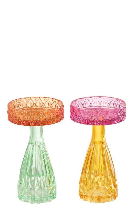 Candlestick Holder Flat Glass Mix Assortment Of 2