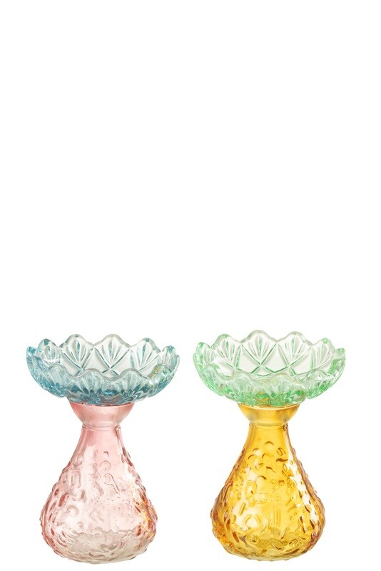 Candlestick Holder Pineapple Glass Mix Assortment Of 2