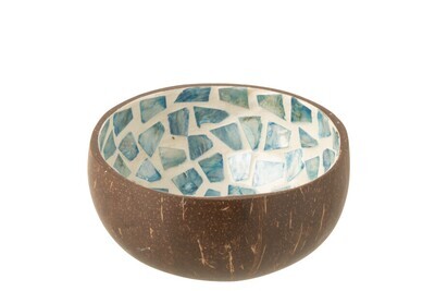 Bowl Coconut Mosaic Coconut + Shell Blue