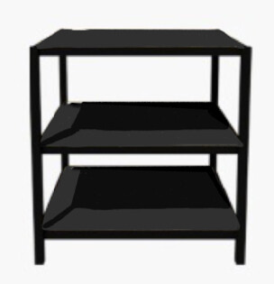 Shop In Shop Presentation Table Set 3Planks Low Metal Black/Wood Melamine Oak Medium