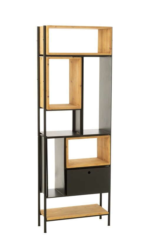 Shelf Tina Fir Wood/Iron Black/Natural Small