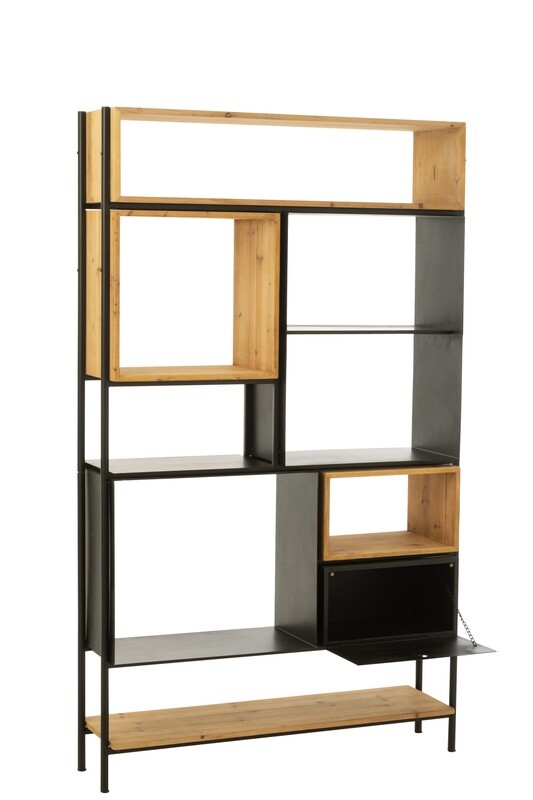 Shelf Tina Fir Wood/Iron Black/Natural Large