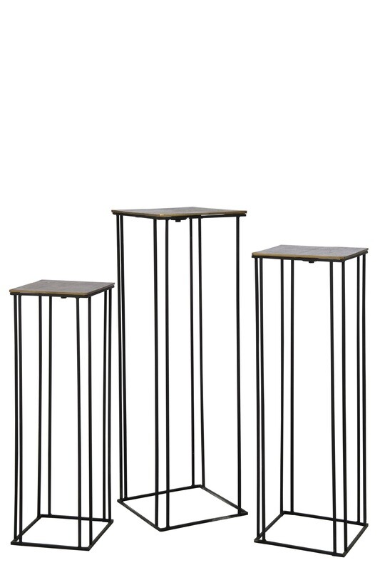 Set Of 3 Sidetables High Aluminium Gold/Black
