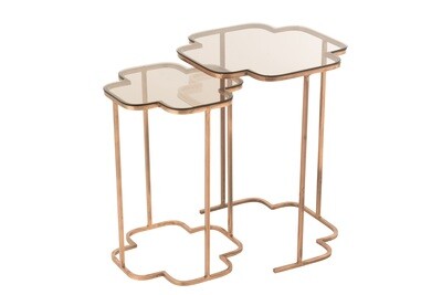 Set Of 2 Tables Ones Metal Copper