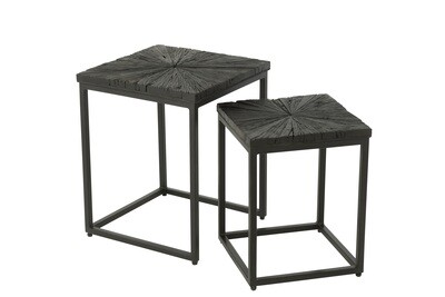 Set Of 2 Side Tables Shanil Wood/Iron Black
