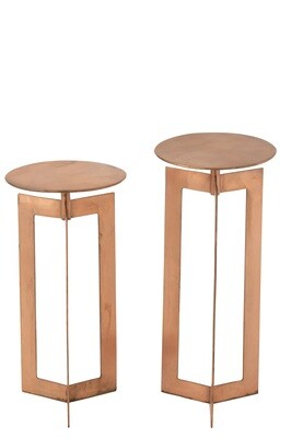 Set Of 2 Side Tables Zino High Iron Copper