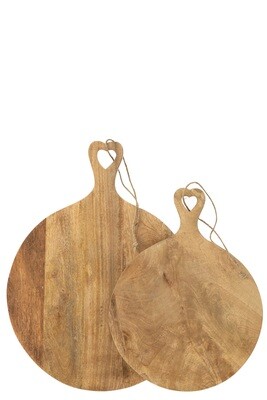 Cutting Board Round Heart Mango Wood Large