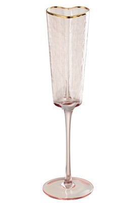 Champagne Glass Heart Glass Gold/Pink