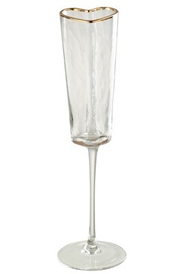 Champagne Glass Heart Glass Gold/Transparent