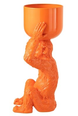 Ice Bucket Monkey Polyresin Orange