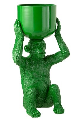 Ice Bucket Monkey Polyresin Green