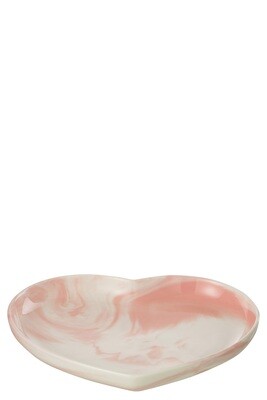 Plate Heart Porcelain White/Pink