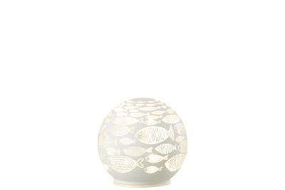 Ball Deco Fishes Led Glass White Small