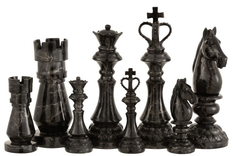 Chess Piece Marble Look Poly Black Large Assortment Of 4