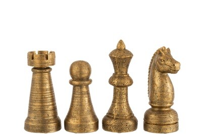 Chess Piece Poly Antique Gold Large Assortment Of 4