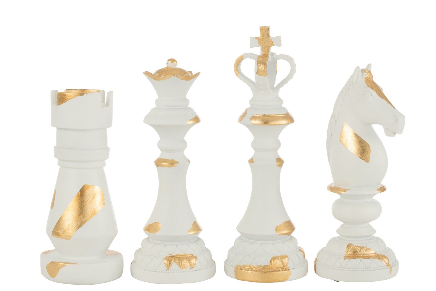 Chess Piece Resin Cream/Gold Large Assortment Of 4