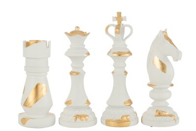 Chess Piece Resin Cream/Gold Large Assortment Of 4