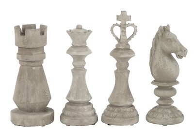 Chess Pieces Rough Resin Grey Large Assortment Of 4