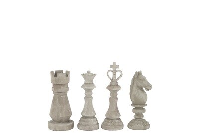 Chess Pieces Rough Resin Grey Small Assortment Of 4