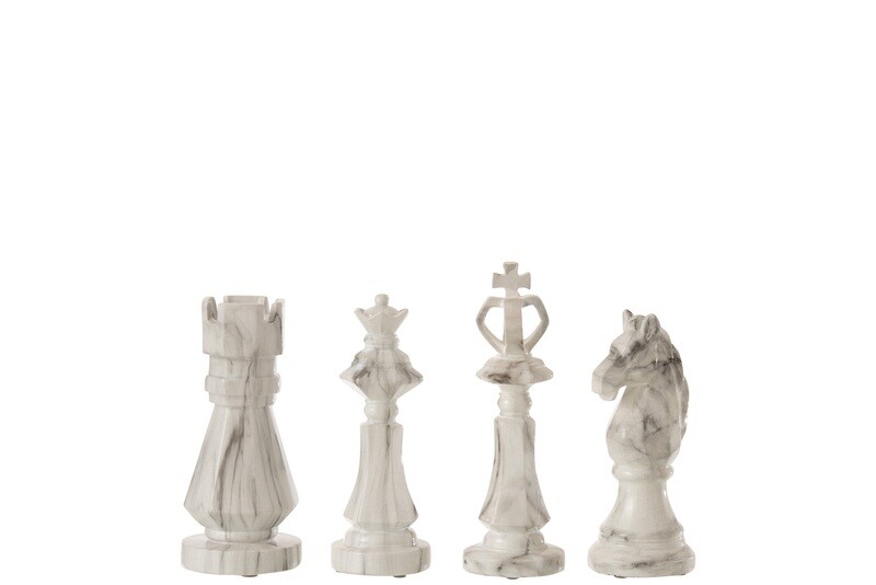 Chess Piece Poly Marble Small Assortment Of 4