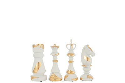 Chess Piece Resin Cream/Gold Small Assortment Of 4