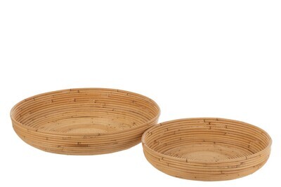 Set Of 2 Dishes Rattan Natural