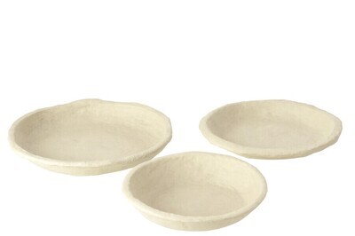 Set Of 3 Bowls Chad Papier Mache White