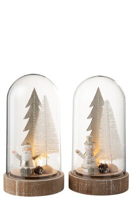 Bell Jar Christmas+Led Wood Silver/White Large Assortment Of 2