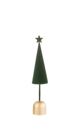 Christmas Tree Cone On Foot+Star Velvet/Wood Green S