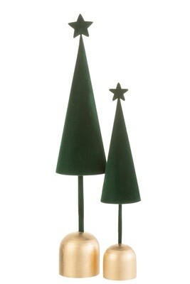Christmas Tree Cone On Foot+Star Velvet/Wood Green L