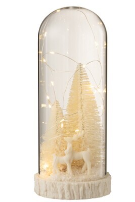 Bell Jar High Led Deer Glass/Resin White Large