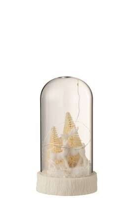 Bell Jar High Led Deer Glass/Resin White Small