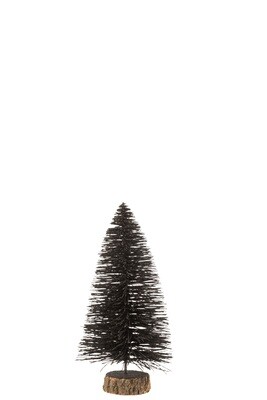 Christmas Tree Deco Plastic Glitter Black Small