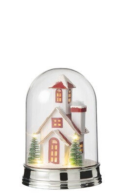 Bell Jar Winter House Led Acrylic White/Green Small