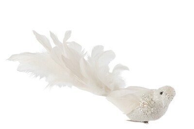 Bird+Clip Feathers Glitter White Large
