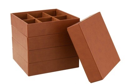 Jewelry Box 4 Parts Fake Leather Cognac