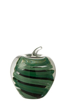 Paperweight Apple Glass Green Large