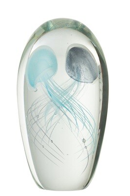 Paperweight 2 Jellyfish Glass Blue Large