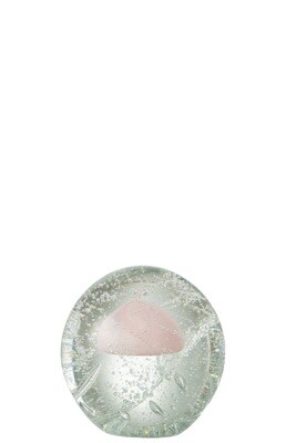 Paperweight Bubbles Glass Pink Large