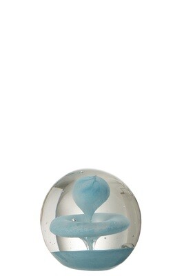 Paperweight Bubble Glass Light Blue Small