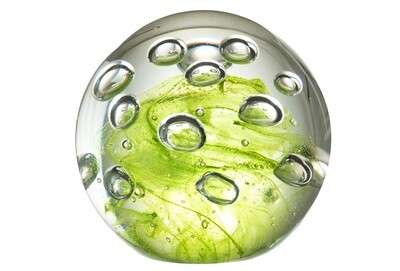 Paperweight Bubbles Glass Green Large