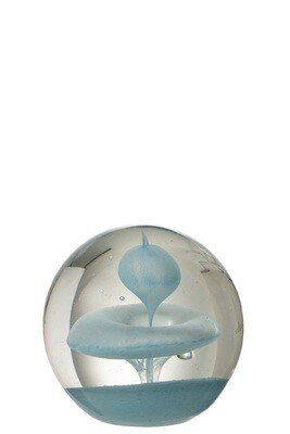Paperweight Bubble Glass Light Blue Large